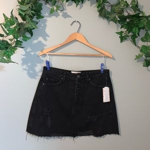 Distressed denim A line skirt